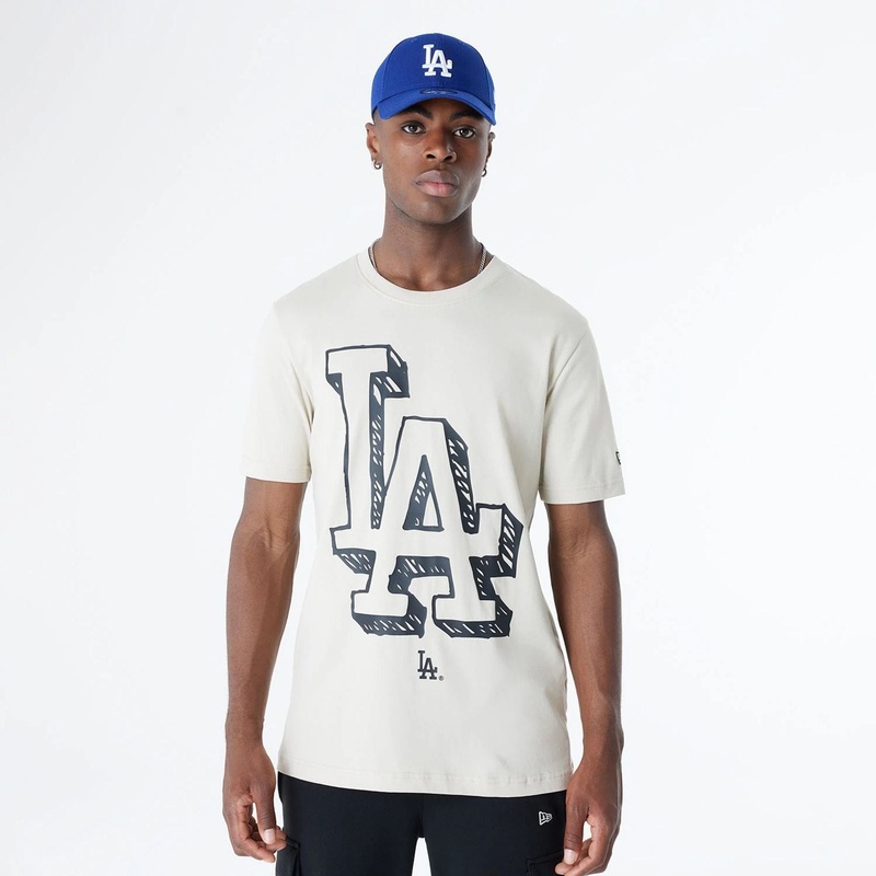 LA Dodgers Official Doodles Light Beige T-Shirt