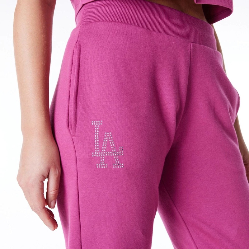 LA Dodgers Womens MLB Diamante Purple Fleece Joggers