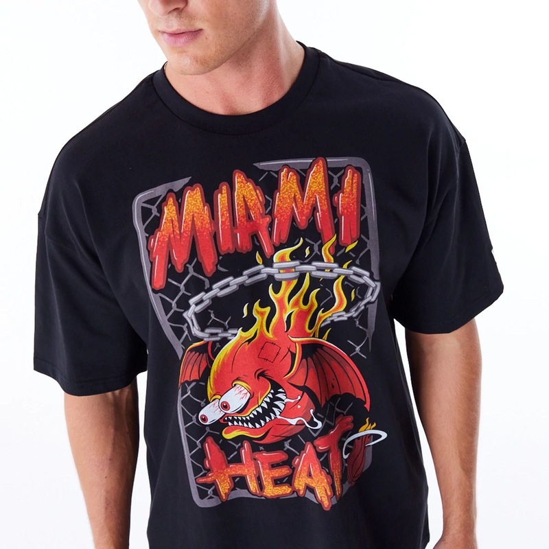 Miami Heat Graphic Black Drop Shoulder T-Shirt