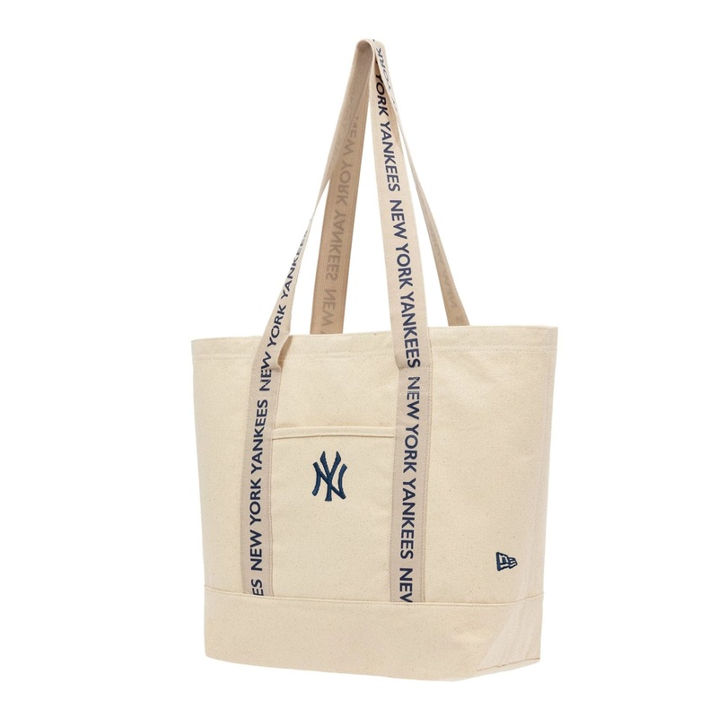 New York Yankees MLB Strap Cream Canvas Tote Bag