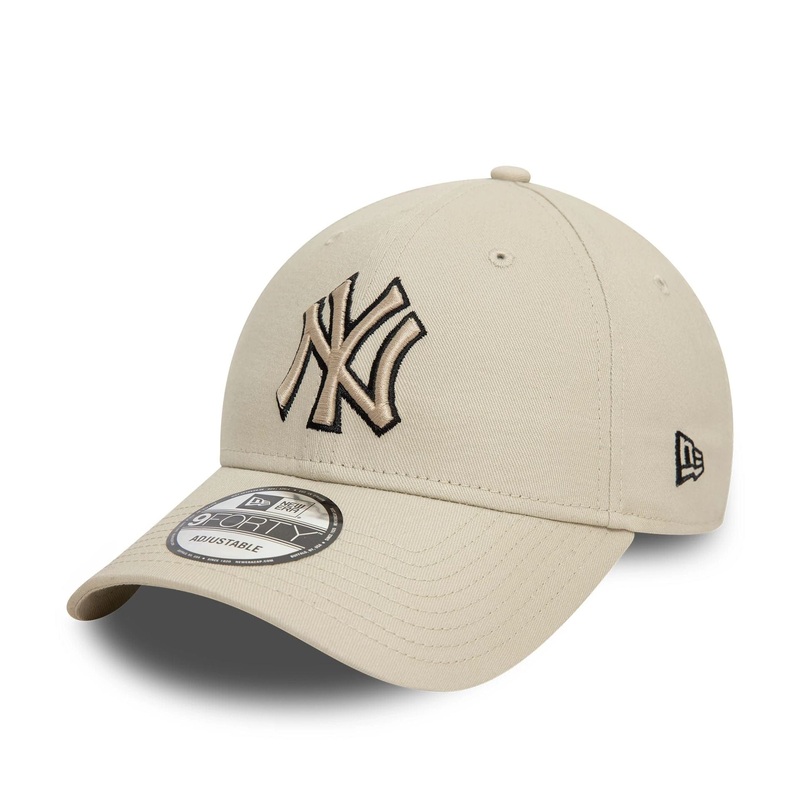 New York Yankees Team Outline Cream 9FORTY Adjustable Cap