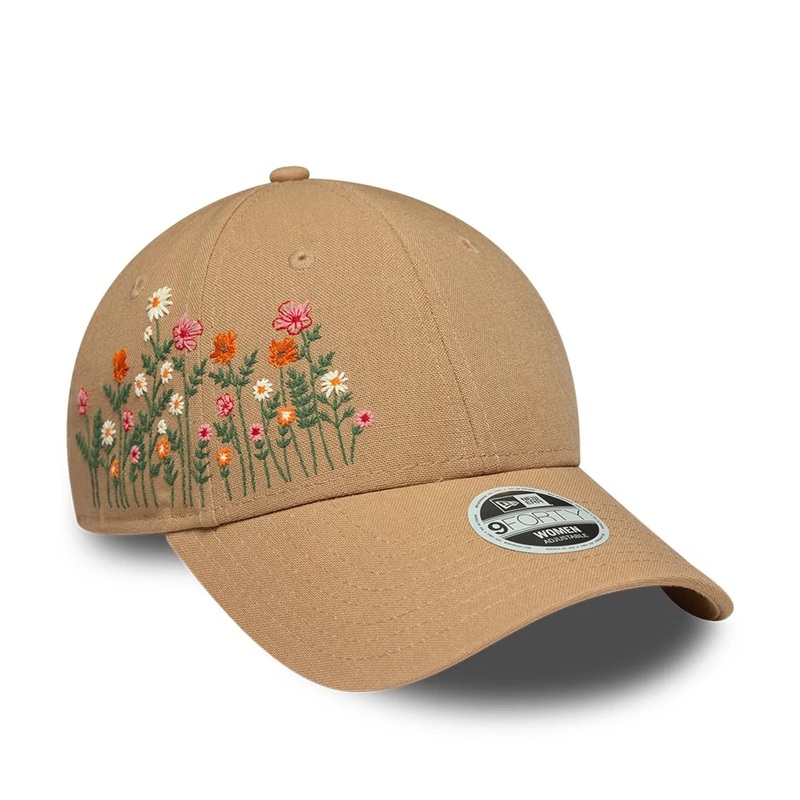 Womens New Era Floral Beige 9FORTY Adjustable Cap