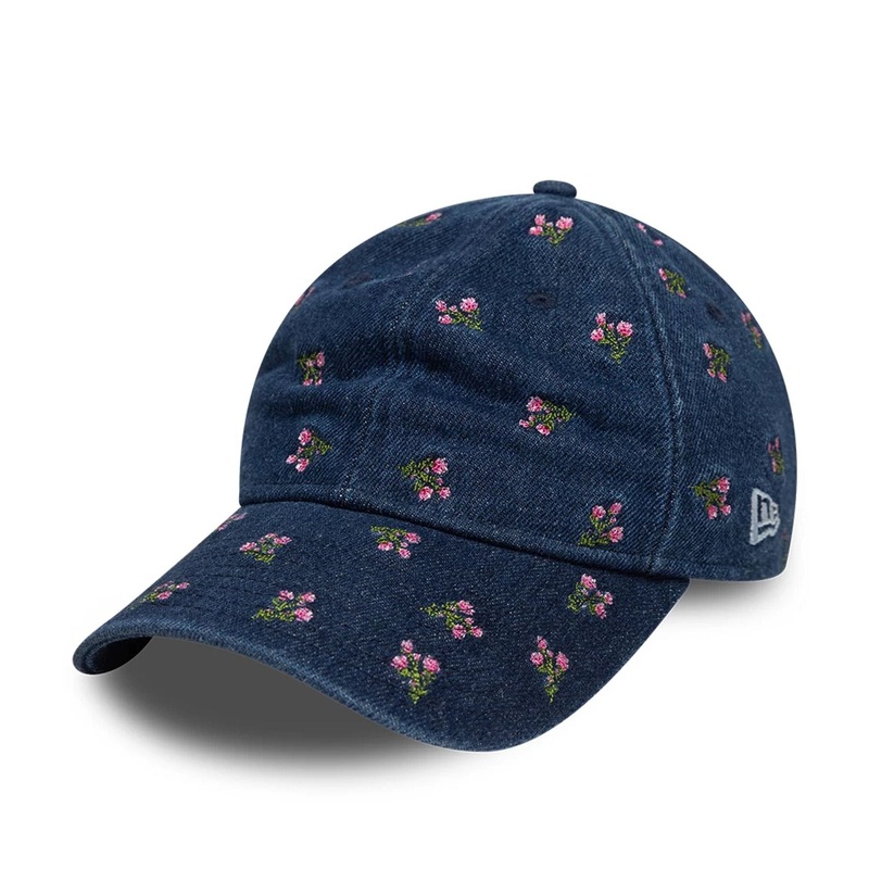 Womens New Era Floral Denim Navy 9TWENTY Adjustable Cap