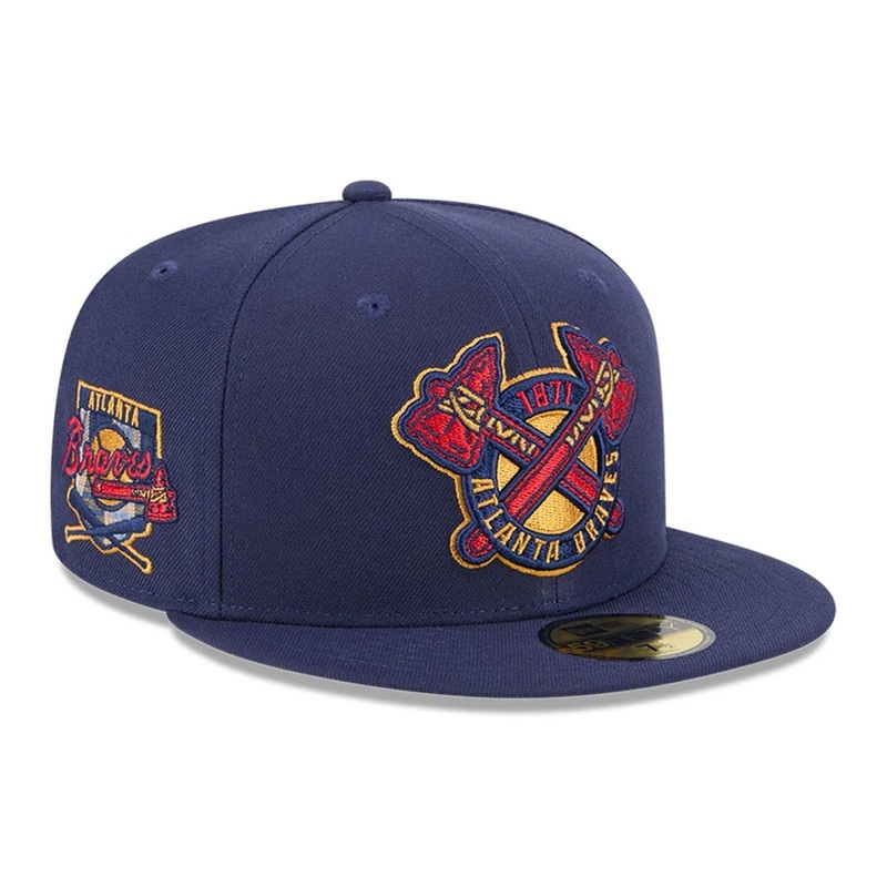 Atlanta Braves MLB Pattern Undervisor Dark Blue 59FIFTY Fitted Cap