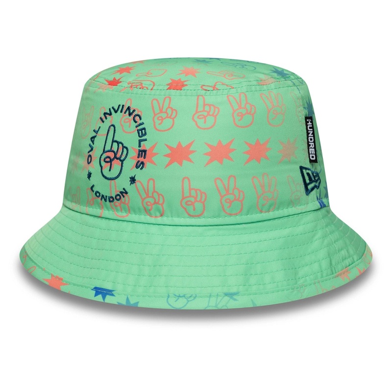 Oval Invincibles The Hundred 2025 All Over Print Green Tapered Bucket Hat