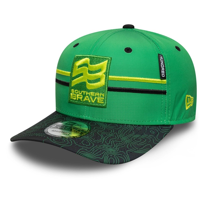 Southern Brave The Hundred 2025 All Over Print Bright Green 9SEVENTY Stretch Snap Adjustable Cap