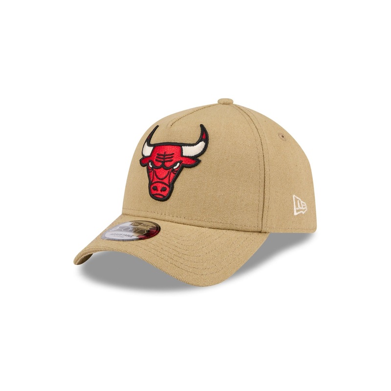 Chicago Bulls Logo Essentials Khaki 9FORTY A-Frame Snapback Hat