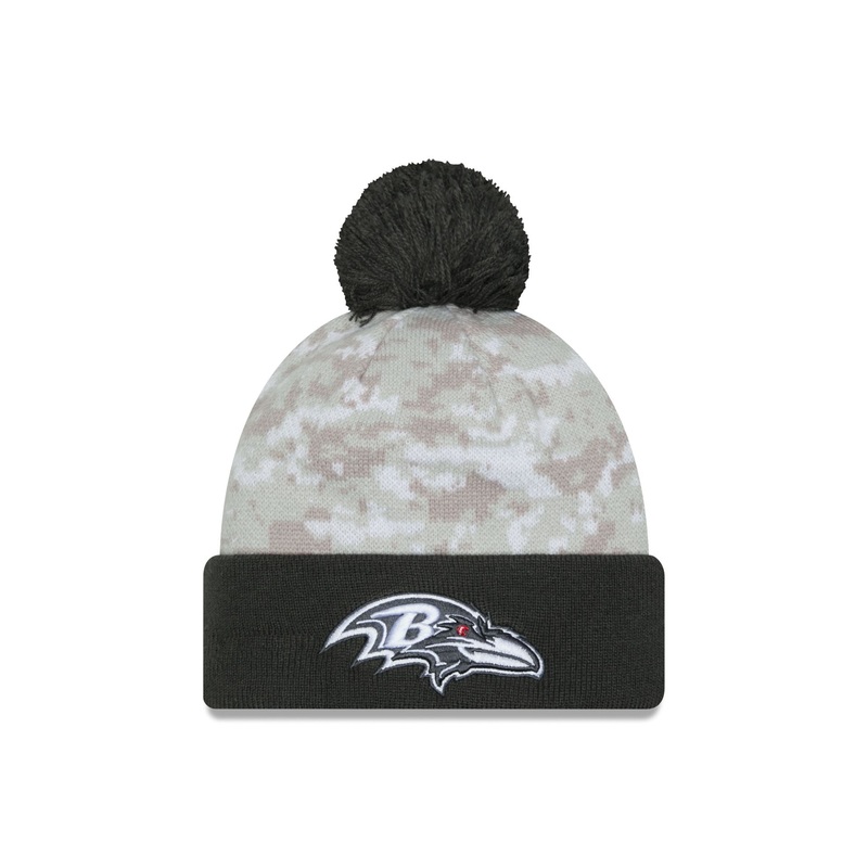 Baltimore Ravens 2024 Salute to Service Pom Knit Hat