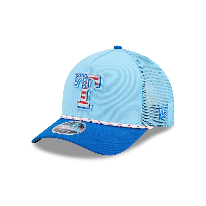 Texas Rangers Independence Day 2025 9FORTY M-Crown A-Frame Trucker Hat