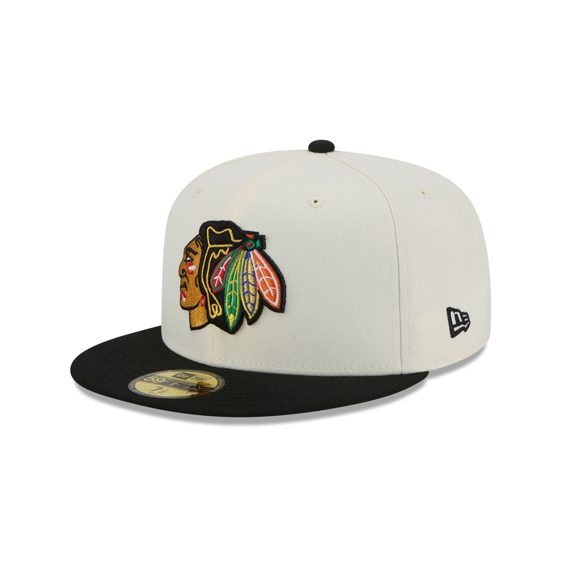 Chicago Blackhawks Chrome White 59FIFTY Fitted Hat