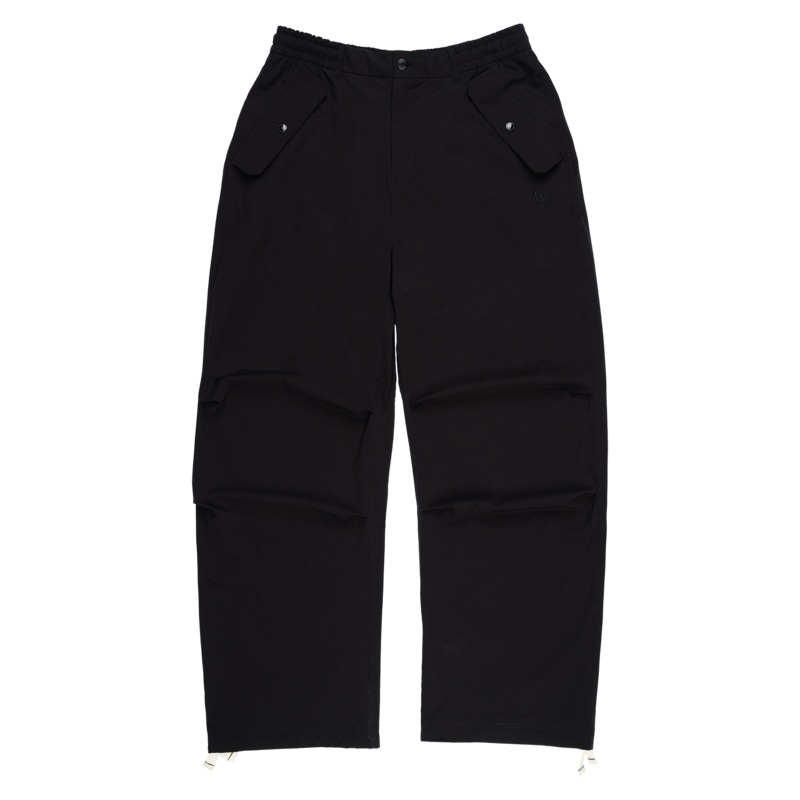 New Era Branded Nylon Military Black Cargo Pants