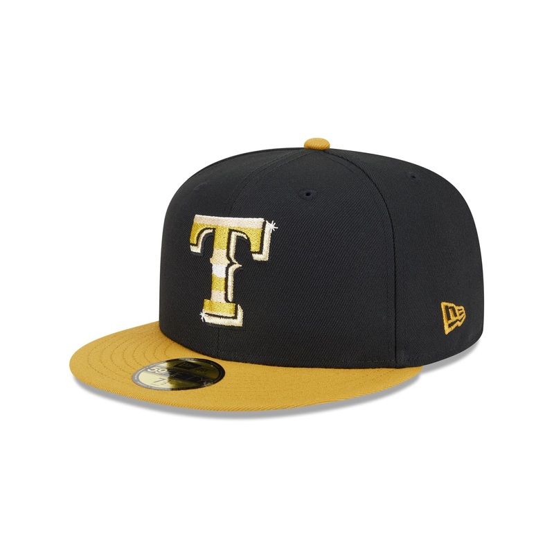 Texas Rangers Metallic Gold Logo 59FIFTY Fitted Hat