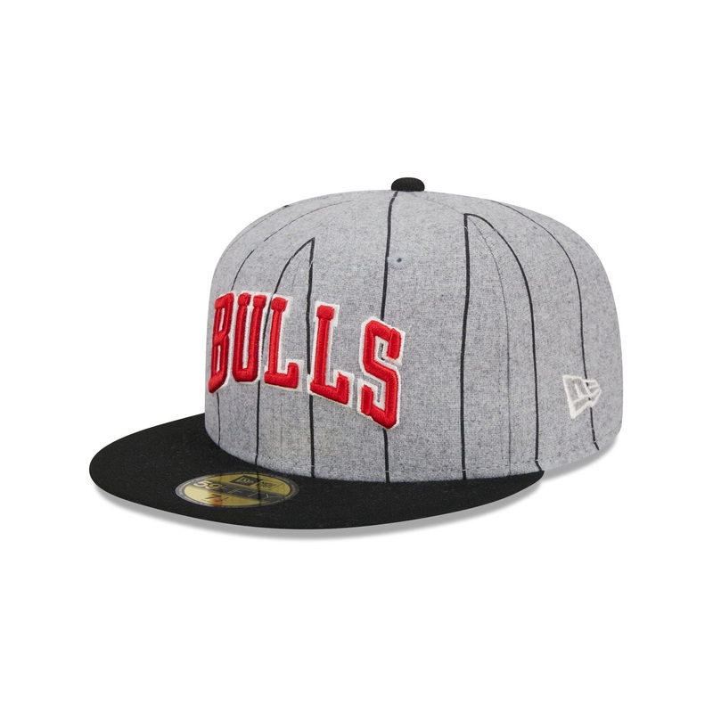 Chicago Bulls Heather Pinstripe 59FIFTY Fitted Hat